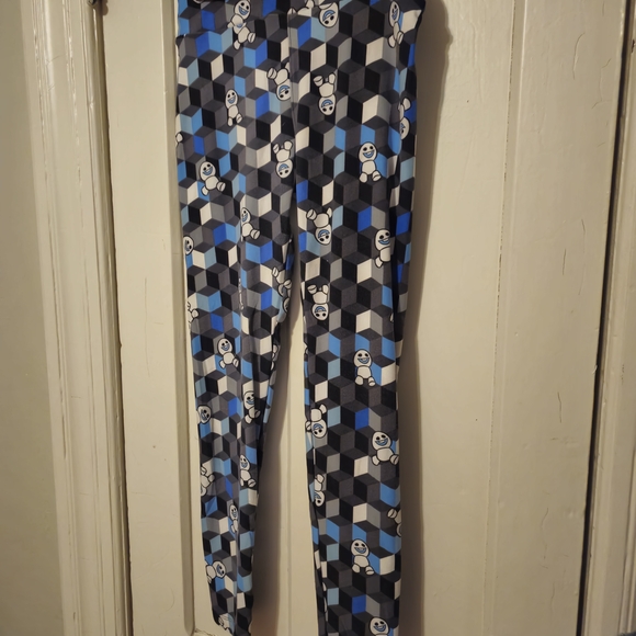 LuLaRoe Leggings with Blue and Black Geometric Pattern - Picture 1 of 3
